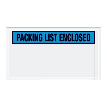 Box Packaging Panel Face Envelopes, "Packing List Enclosed" Print, 10"L x 5-1/2"W, Blue, 1000/Pack PL431